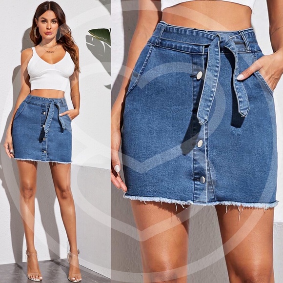 Dresses & Skirts - Denim Button Detail Mini Skirt